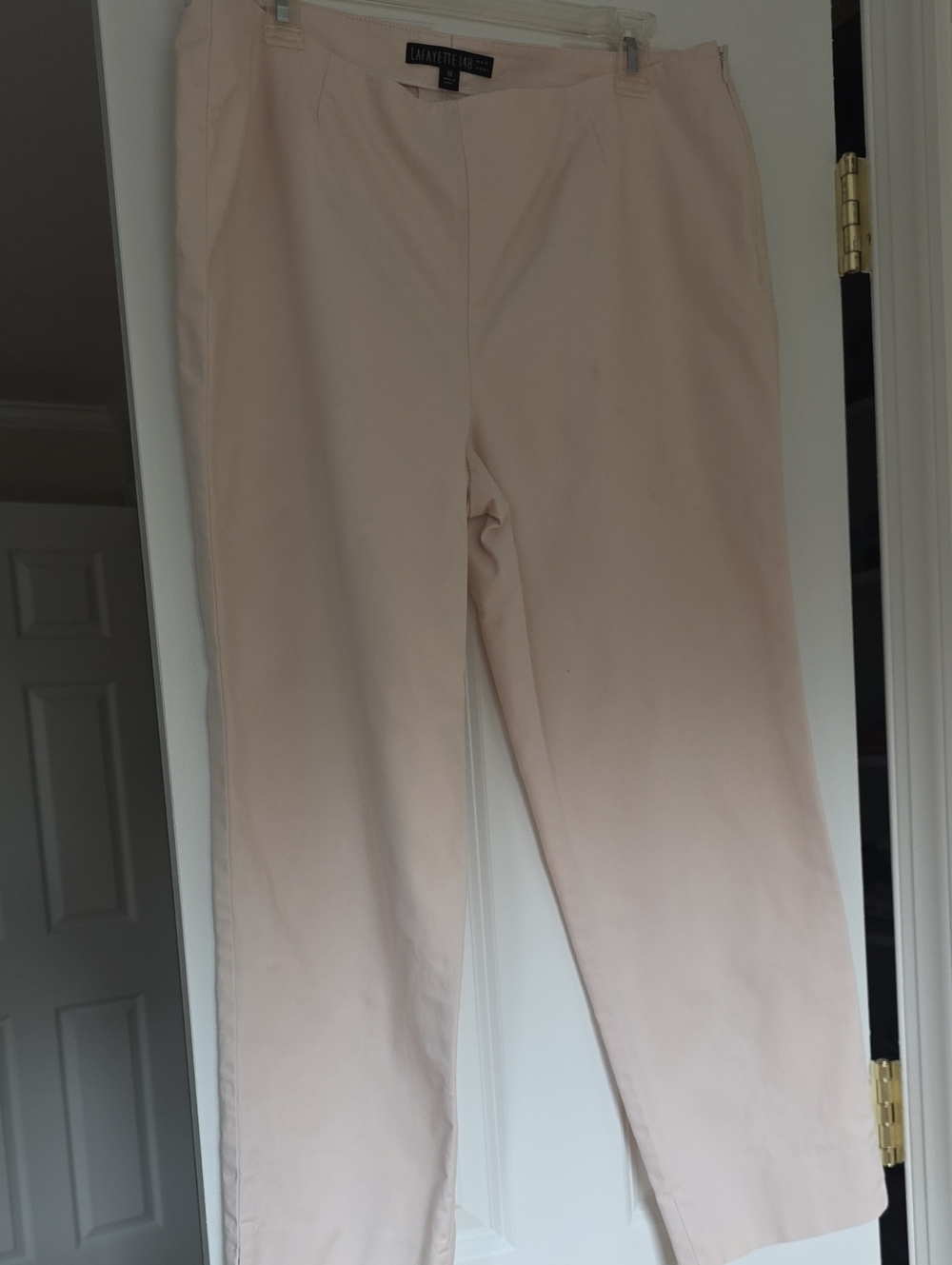 Lafayette 148 Size 14 Ivory Pants, Side Zipper